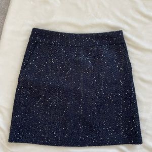 LOFT skirt, size 2P, Navy blue color with silver sequins